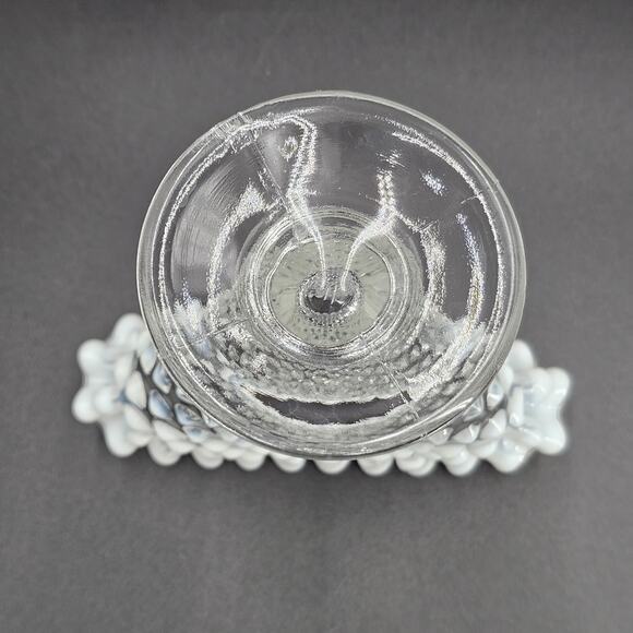 Vintage Fenton Opalescent Moonstone Hobnail Fan Vase 6" Vintage Glass Ruffles - Picture 5 of 10